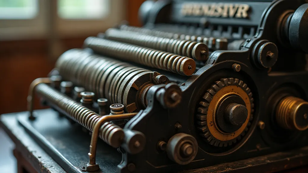 Close-up of a Brunsviga adding machine mechanism