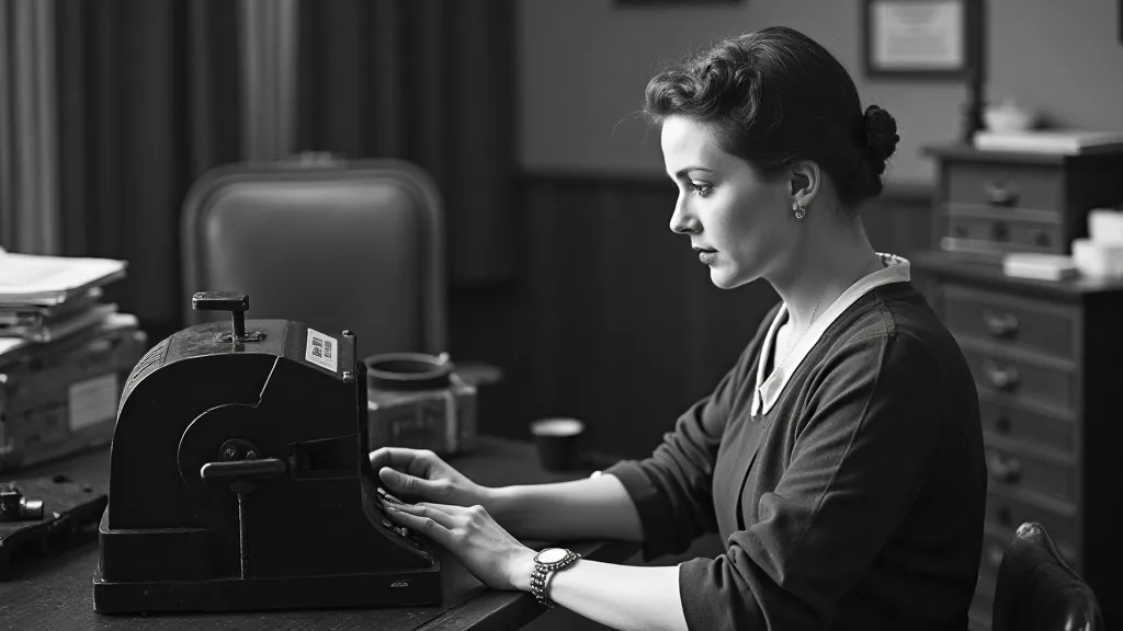 Woman operating a Comptometer in a 1920s office