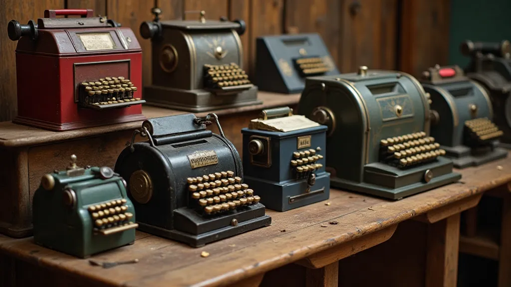 Collection of antique adding machines