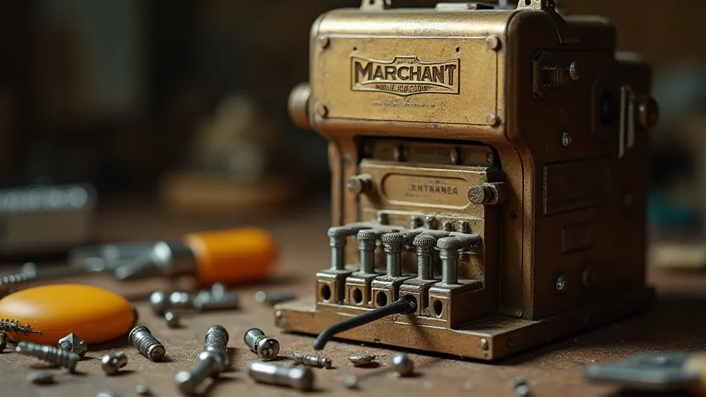 Marchant adding machine in a workshop