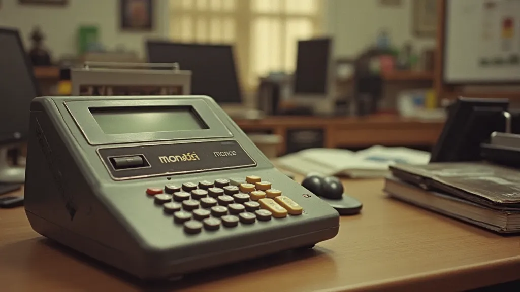 Vintage office with electronic calculator and adding machine