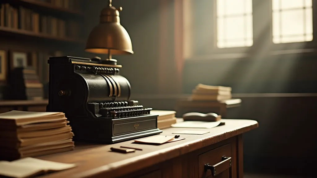 Vintage office with adding machine