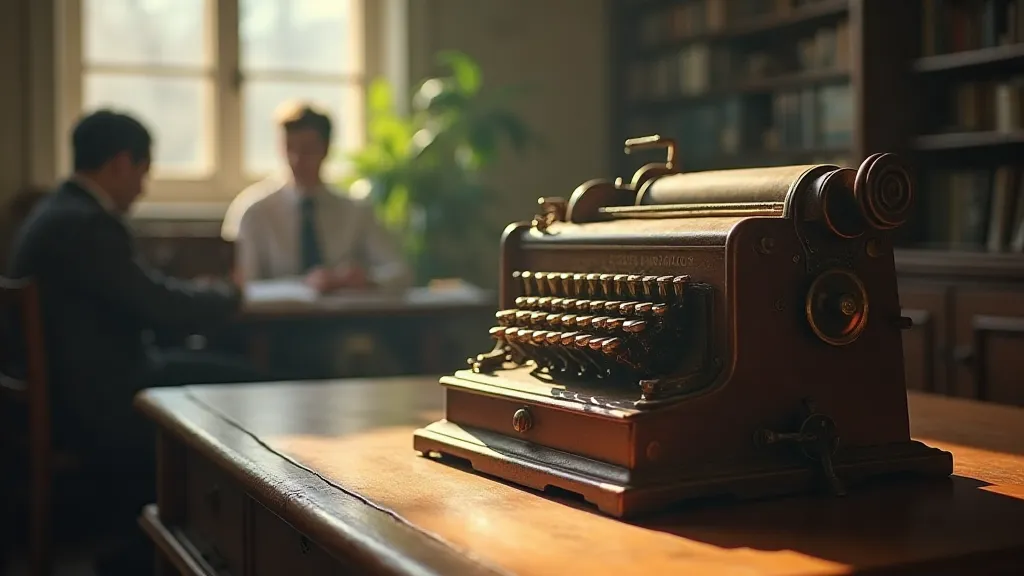 Antique adding machine in a vintage office