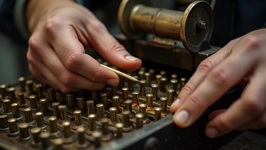 Applying wax to an antique adding machine